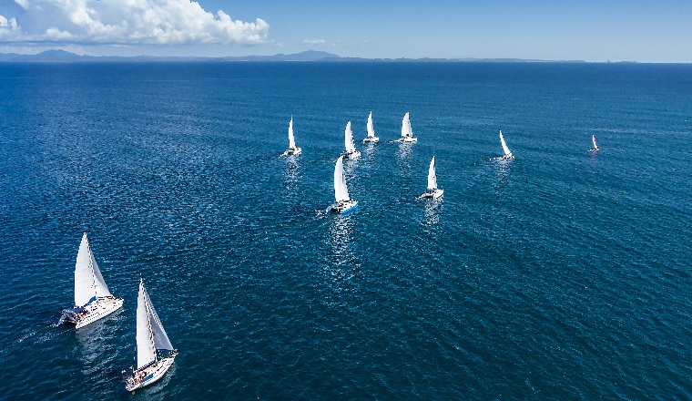 Regatta sailboat and catamaran in Mozambique Channel