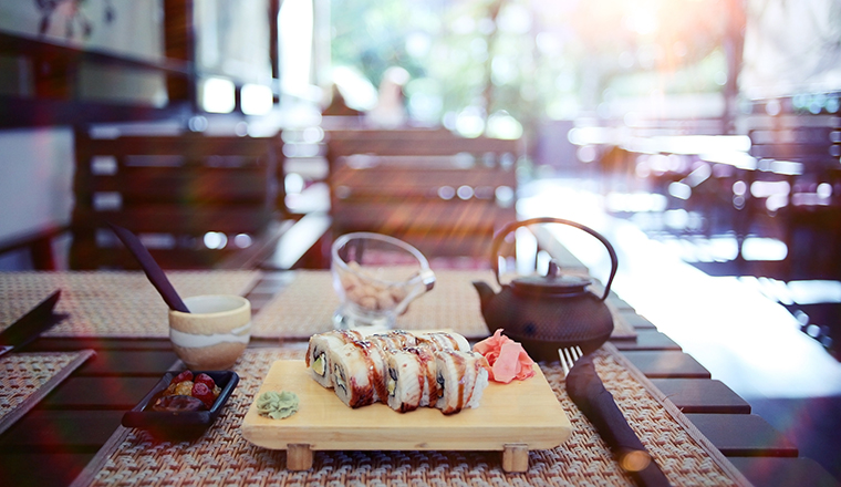 rolls serving in a Japanese restaurant