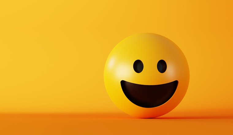 Happy and laughing emoticons 3d rendering background, social media and communications concept