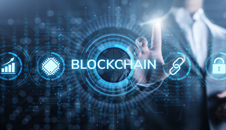 Blockchain Cryptocurrency FInancial technology concept on screen