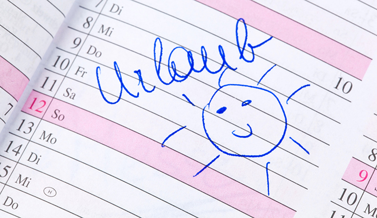 Ein Termin ist in einem Kalender eingetragen:  Urlaub