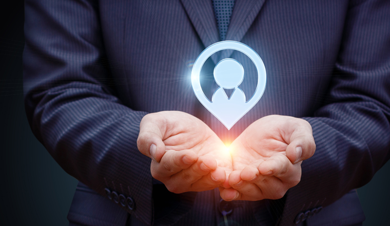 A potential customer in the hands of a businessman.