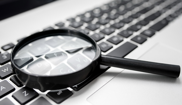 Concept For Searching On Internet, Magnifier On Computer Keyboard