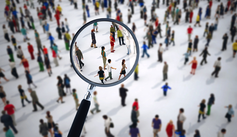 Look for somebody in the mass with a magnifying glass. 3D Rendering